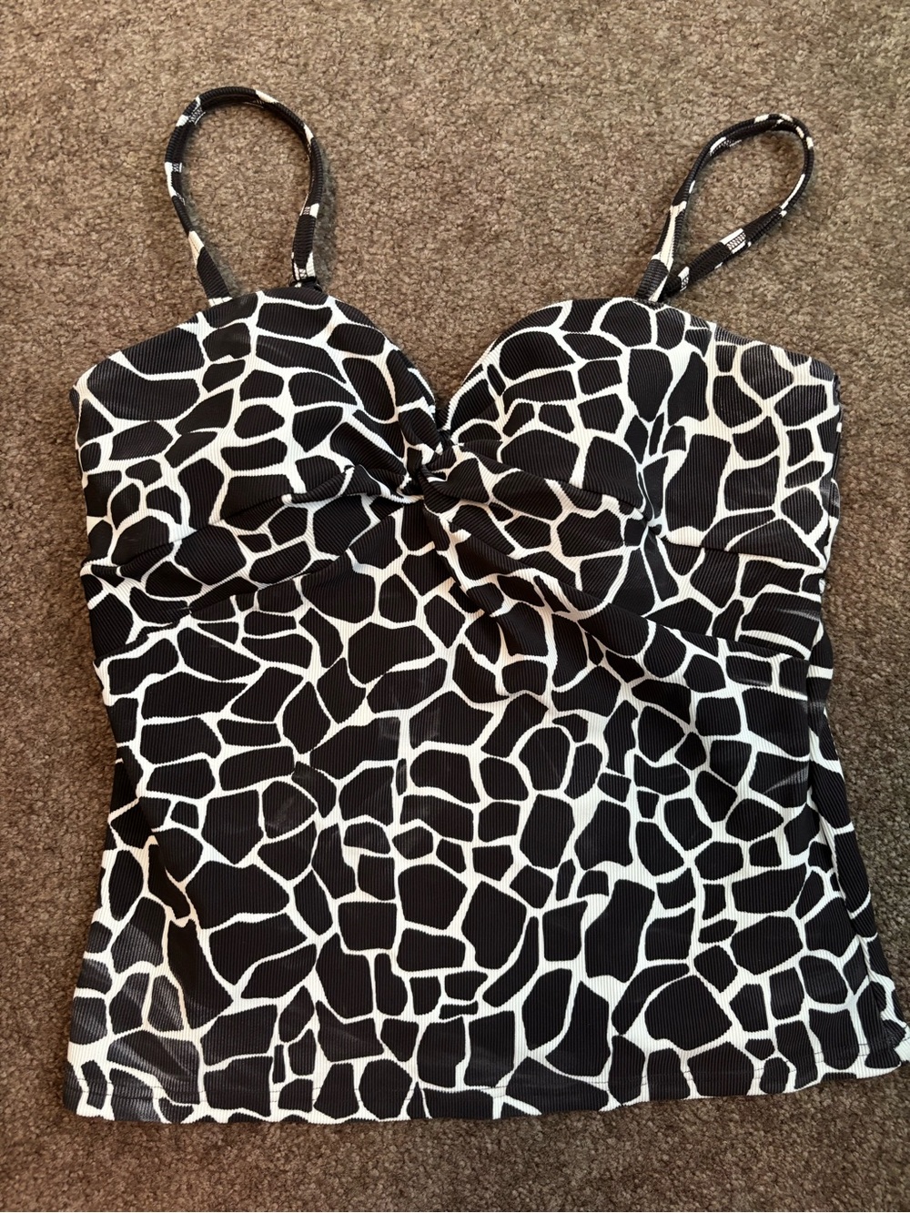 Dark brown & White Giraffe-Print Women's Tank swim top